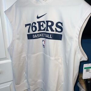 NBA 76ers White Sleeveless Hoodie